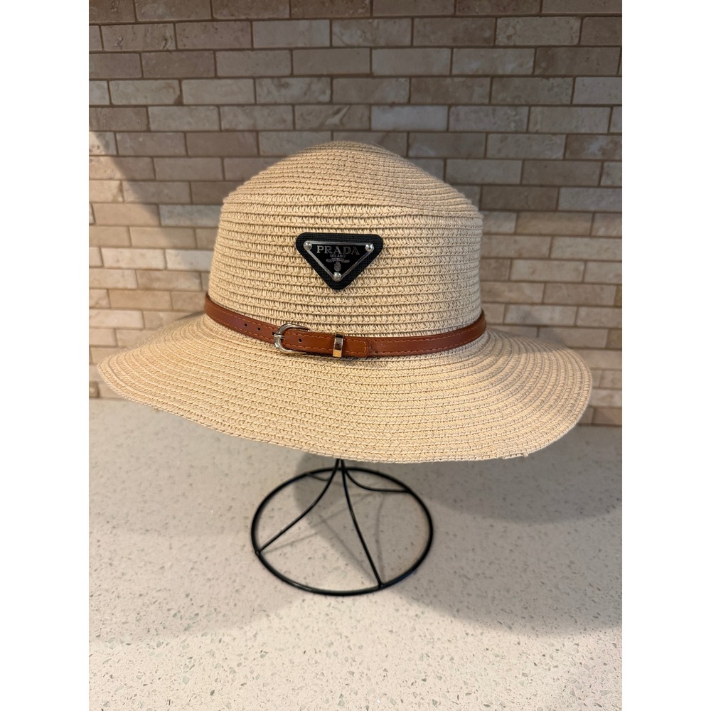 Women's Beige Woven Sun Hat Lightweight Breathable One Size